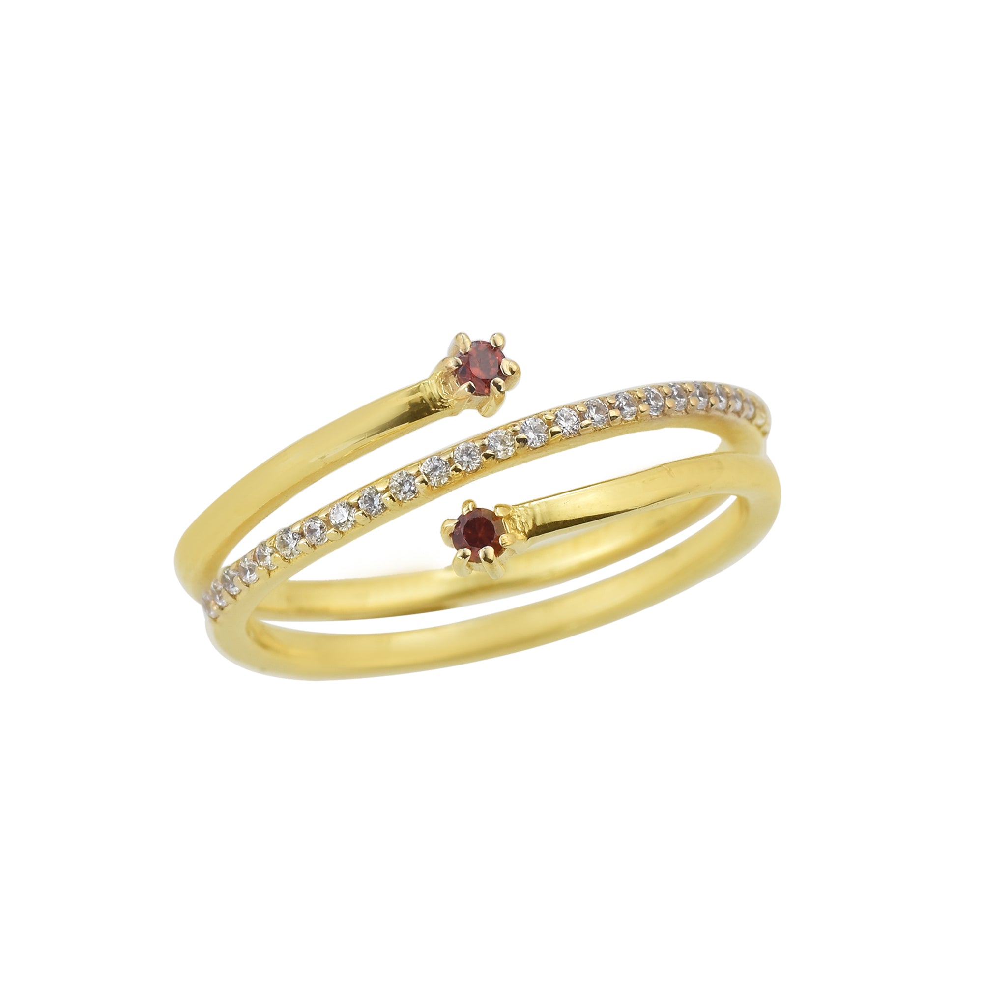 0.06 Ct Round Rhodonite Garnet Spiral Ring 925 Sterling Silver Gold Plated