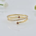 0.06 Ct Round Rhodonite Garnet Spiral Ring 925 Sterling Silver Gold Plated