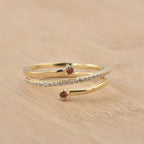 0.06 Ct Round Rhodonite Garnet Spiral Ring 925 Sterling Silver Gold Plated