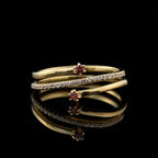 0.06 Ct Round Rhodonite Garnet Spiral Ring 925 Sterling Silver Gold Plated
