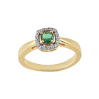 0.25 Ct Round Shape Emerald Halo Ring 925 Sterling Silver Gold Plated
