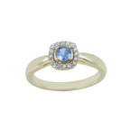 0.25 Ct Round Shape Tanzanite Halo Ring 925 Sterling Silver Gold Plated
