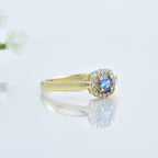 0.25 Ct Round Shape Tanzanite Halo Ring 925 Sterling Silver Gold Plated