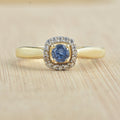 0.25 Ct Round Shape Tanzanite Halo Ring 925 Sterling Silver Gold Plated