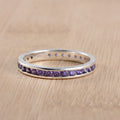 0.78 Ct Round Shape Amethyst Eternity Band Ring 925 Sterling Silver