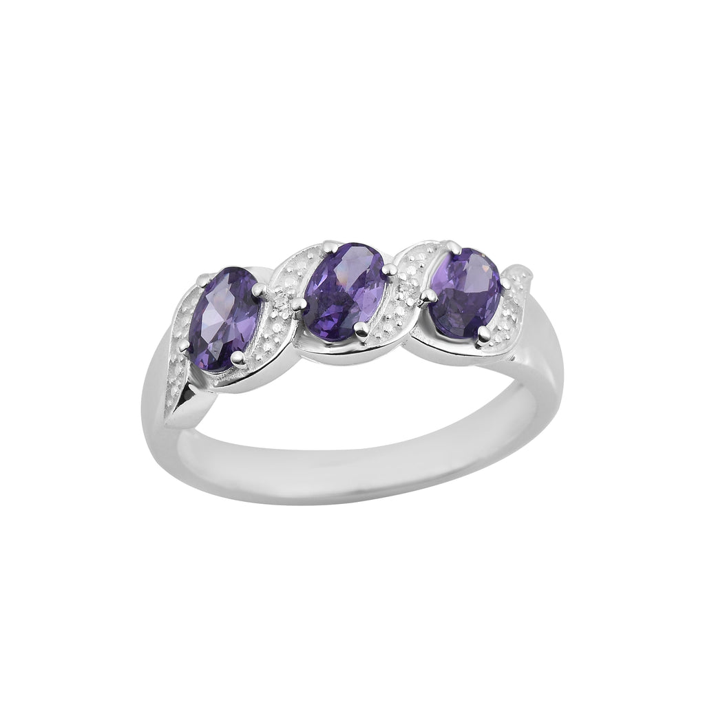 1.50 Ct Oval Shape Amethyst Three Stone Ring 925 Sterling Silver