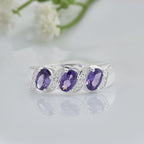 1.50 Ct Oval Shape Amethyst Three Stone Ring 925 Sterling Silver