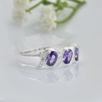 1.50 Ct Oval Shape Amethyst Three Stone Ring 925 Sterling Silver