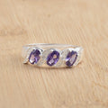 1.50 Ct Oval Shape Amethyst Three Stone Ring 925 Sterling Silver