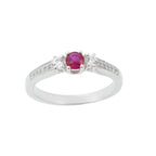 0.25 Ct Round Shape Ruby Three Stone Ring 925 Sterling Silver