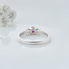 0.25 Ct Round Shape Ruby Three Stone Ring 925 Sterling Silver