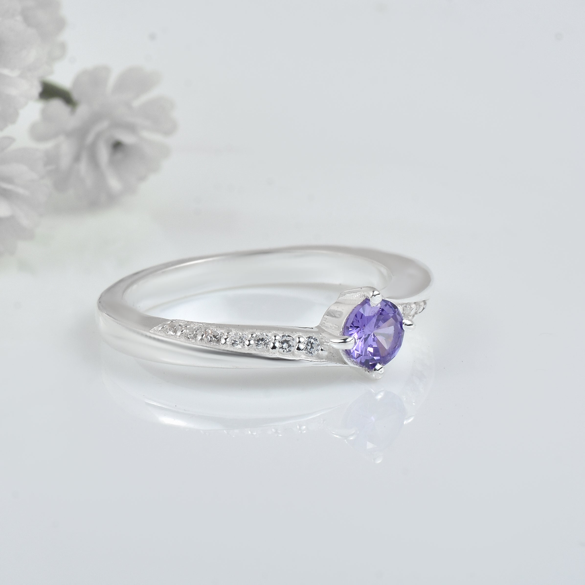 0.25 Ct Round Shape Tanzanite Solitaire Ring 925 Sterling Silver