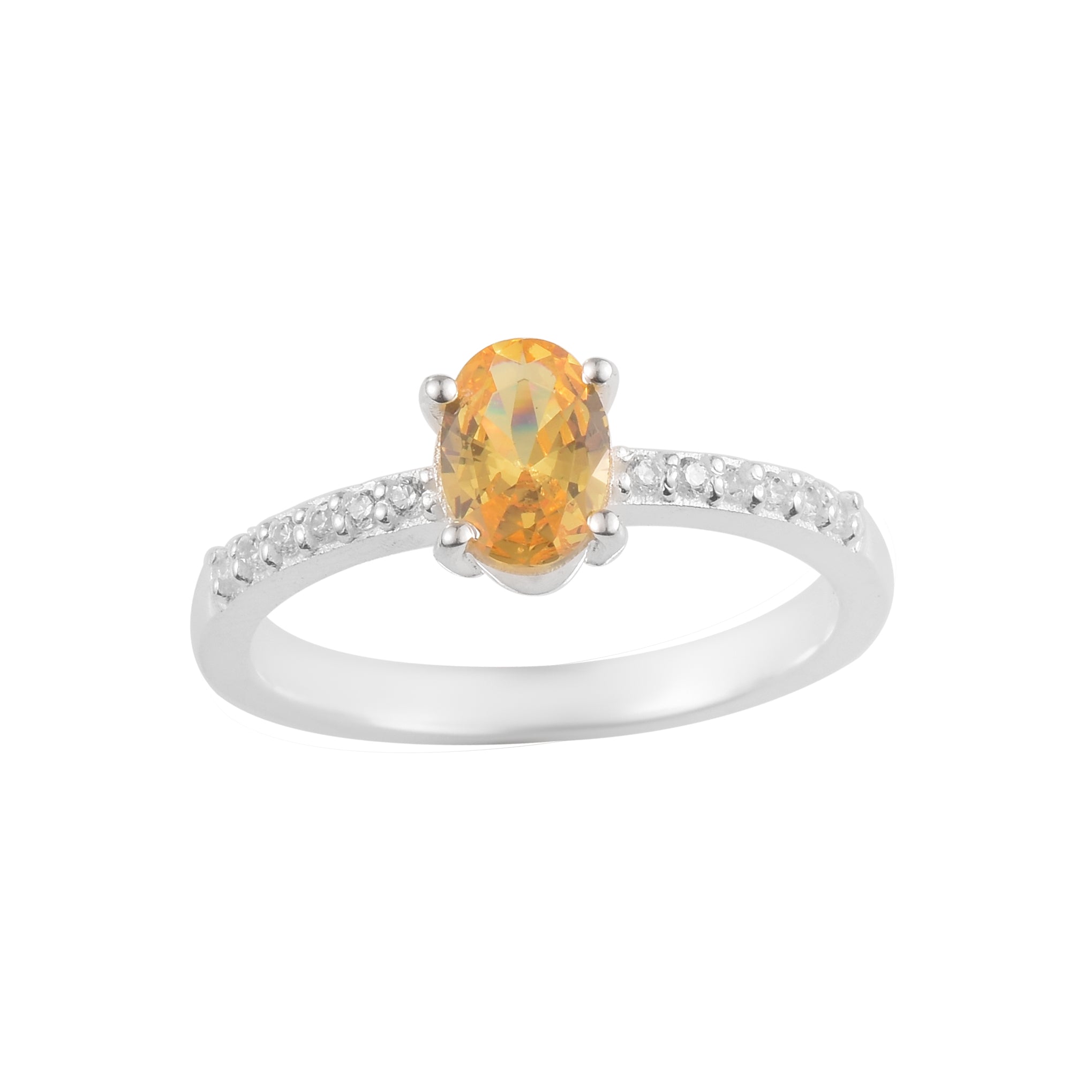 1.00 Ct Oval Shape Citrine Solitaire Ring 925 Sterling Silver
