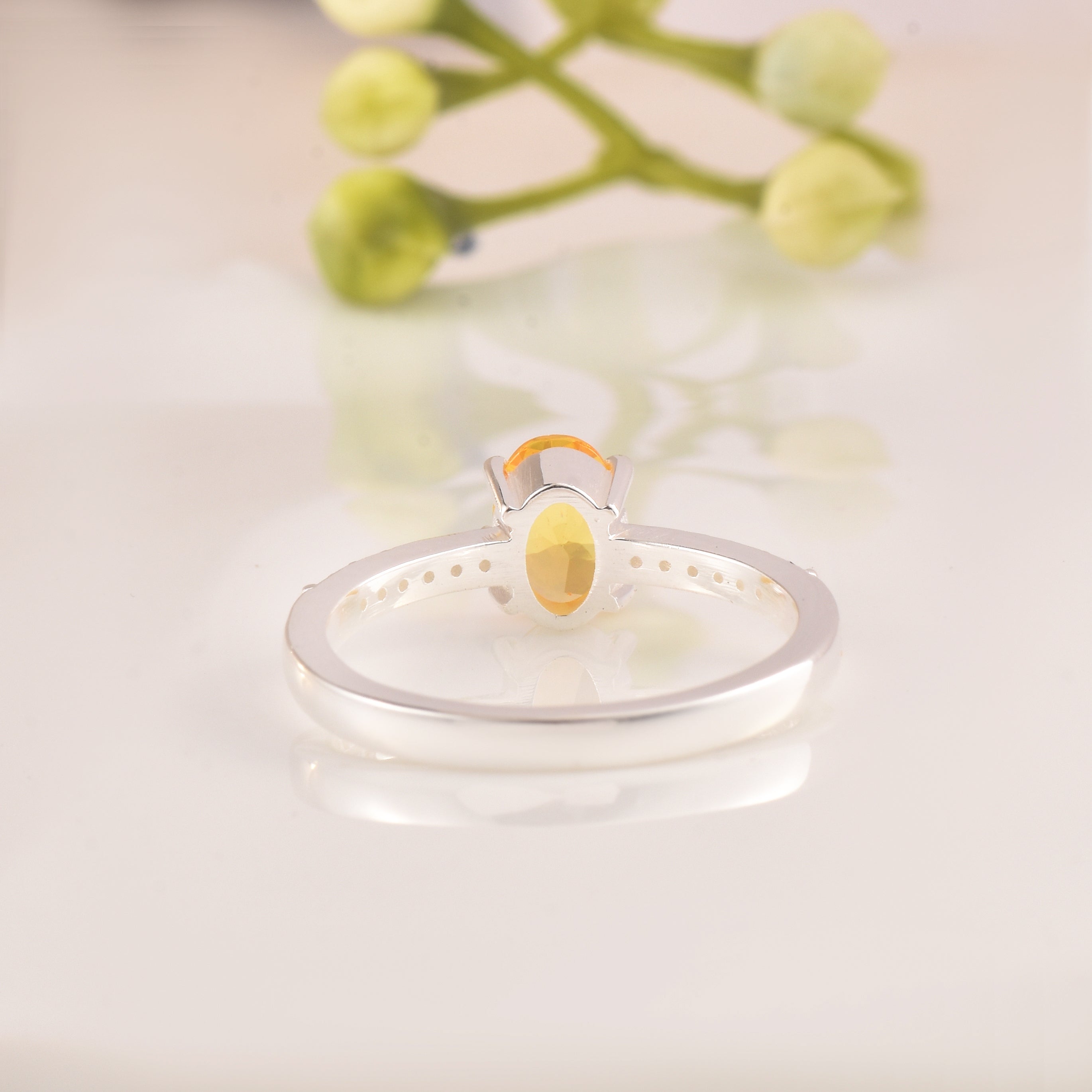 1.00 Ct Oval Shape Citrine Solitaire Ring 925 Sterling Silver