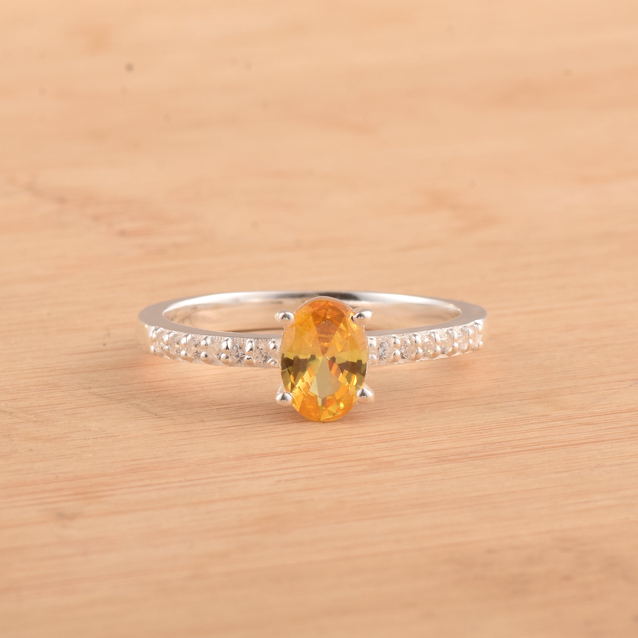 1.00 Ct Oval Shape Citrine Solitaire Ring 925 Sterling Silver