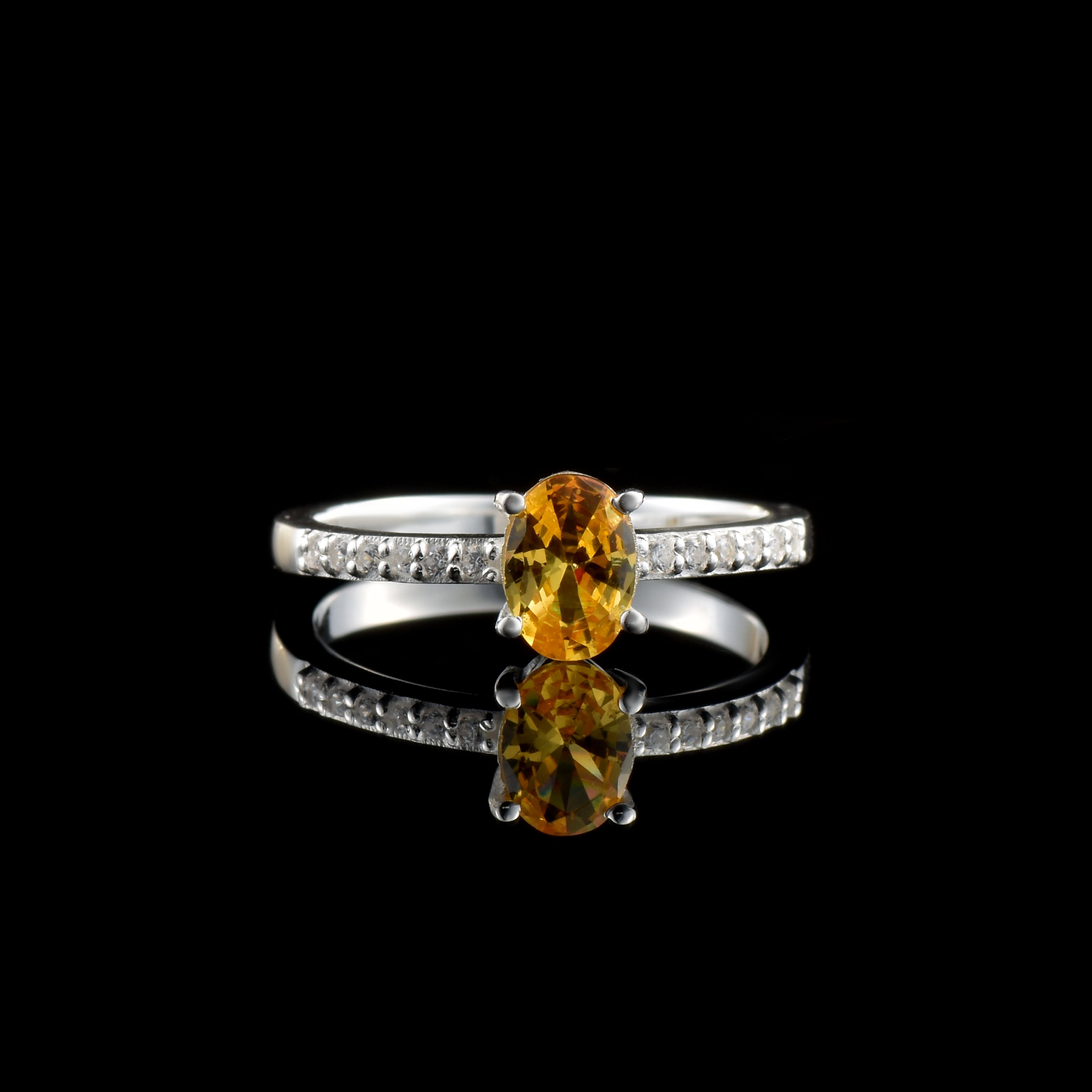 1.00 Ct Oval Shape Citrine Solitaire Ring 925 Sterling Silver