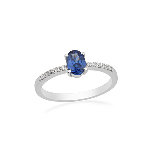 1.00 Ct Oval Tanzanite Solitaire Ring 925 Sterling Silver