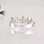 0.54 Ct Round Amethyst Crown Ring 925 Sterling Silver