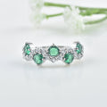 1.25 Ct Round Chrome Diopside Half Eternity Ring 925 Sterling Silver