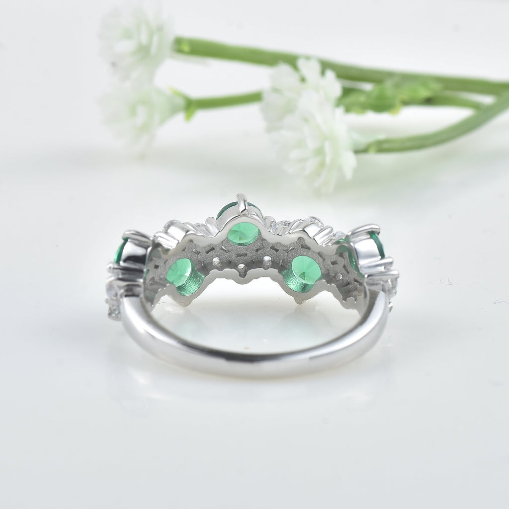 1.00 Ct Round Chrome Diopside Ring 925 Sterling Silver