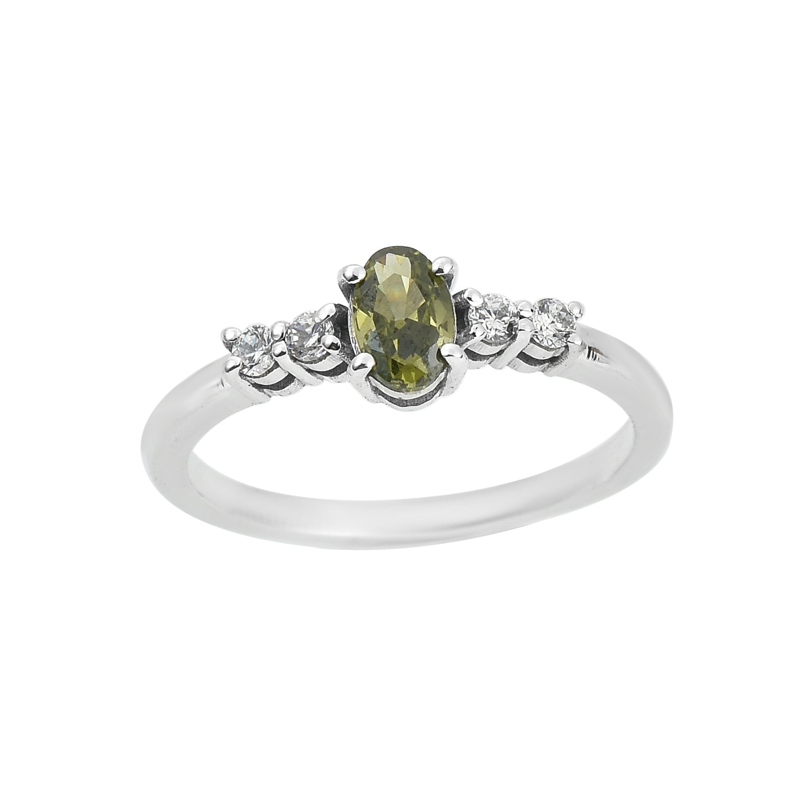 0.50 Ct Oval Shape Peridot Solitaire Ring 925 Sterling Silver