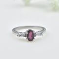0.50 Ct Oval Rhodolite Garnet Solitaire Ring 925 Sterling Silver