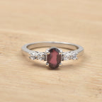 0.50 Ct Oval Rhodolite Garnet Solitaire Ring 925 Sterling Silver