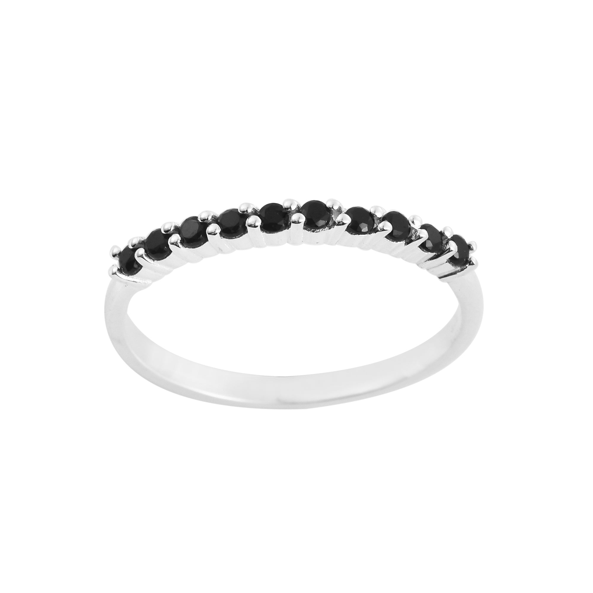 0.30 Ct Round Black Spinel Eternity Band Ring 925 Sterling Silver