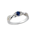 925 Sterling Silver 4MM Round Shape Blue Sapphire Gemstone Ring