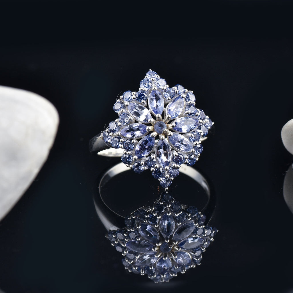 925 Sterling Silver 5x2.50MM Marquise Shape Tanzanite Gemstone Ring