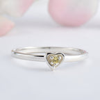 925 Sterling Silver 2MM Round Shape Lemon Quartz Gemstone Ring