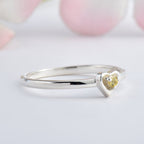 925 Sterling Silver 2MM Round Shape Lemon Quartz Gemstone Ring