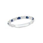 925 Sterling Silver 2MM Round Shape Blue Sapphire Gemstone Ring