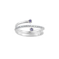 925 Sterling Silver 1MM Round Shape Blue Sapphire Gemstone Ring
