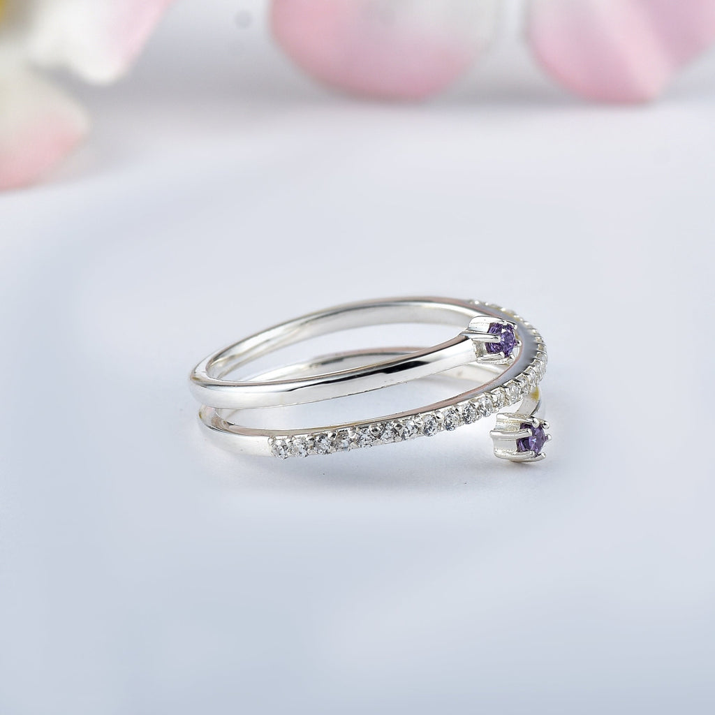 925 Sterling Silver 1MM Round Shape Blue Sapphire Gemstone Ring