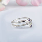 925 Sterling Silver 1MM Round Shape Blue Sapphire Gemstone Ring