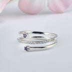 925 Sterling Silver 1MM Round Shape Blue Sapphire Gemstone Ring
