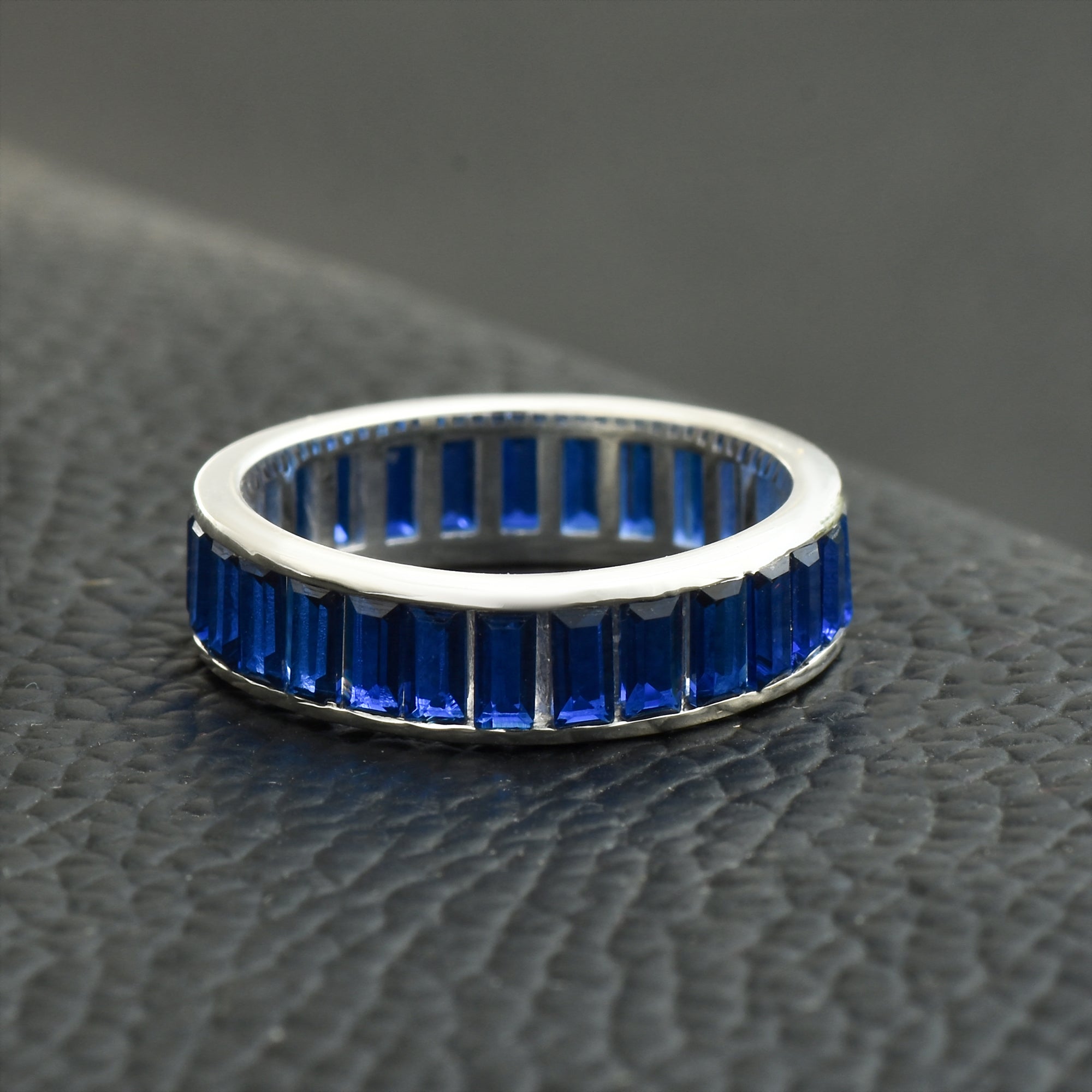 Blue Sapphire Eternity Band Ring – Sterling Silver