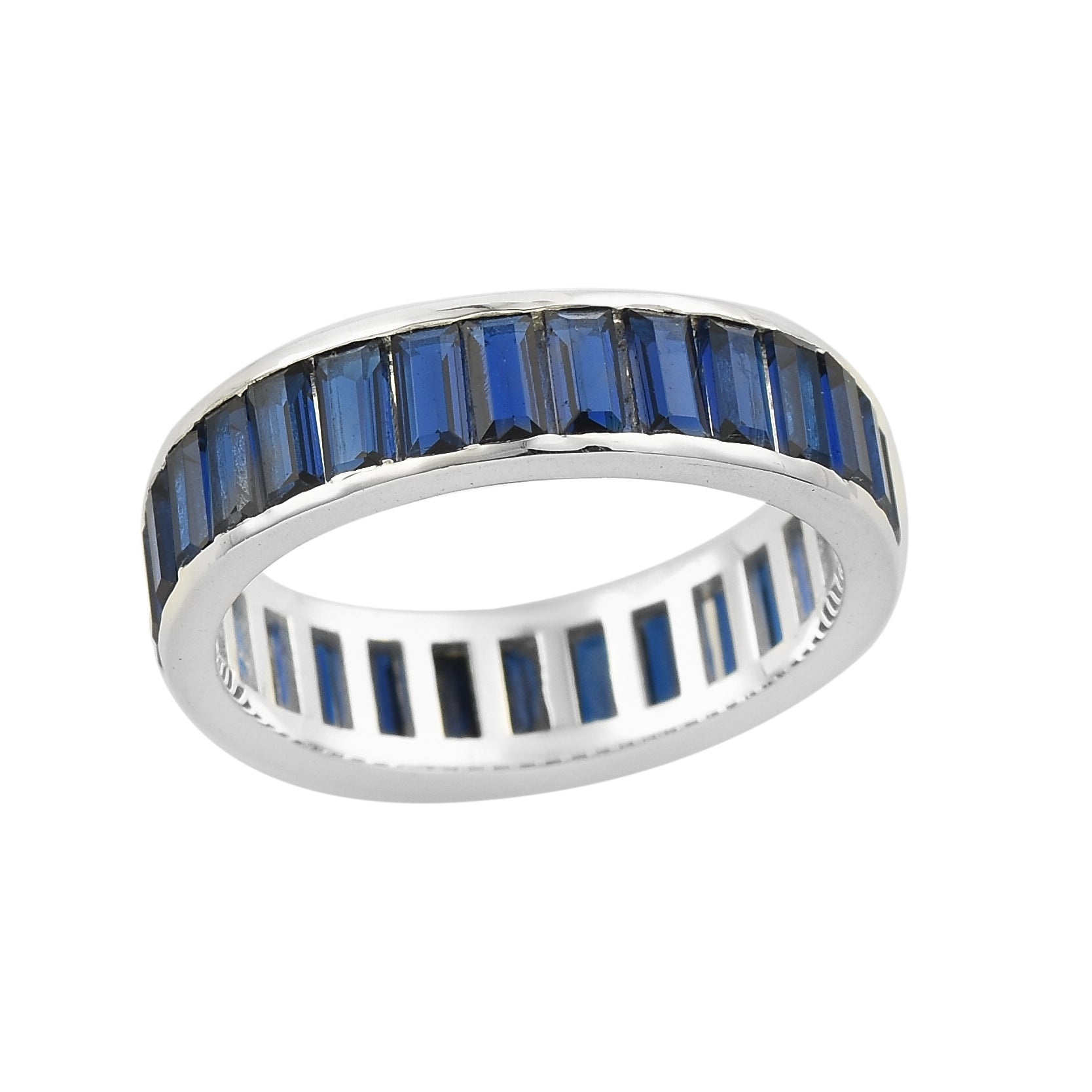 Blue Sapphire Eternity Band Ring – Sterling Silver