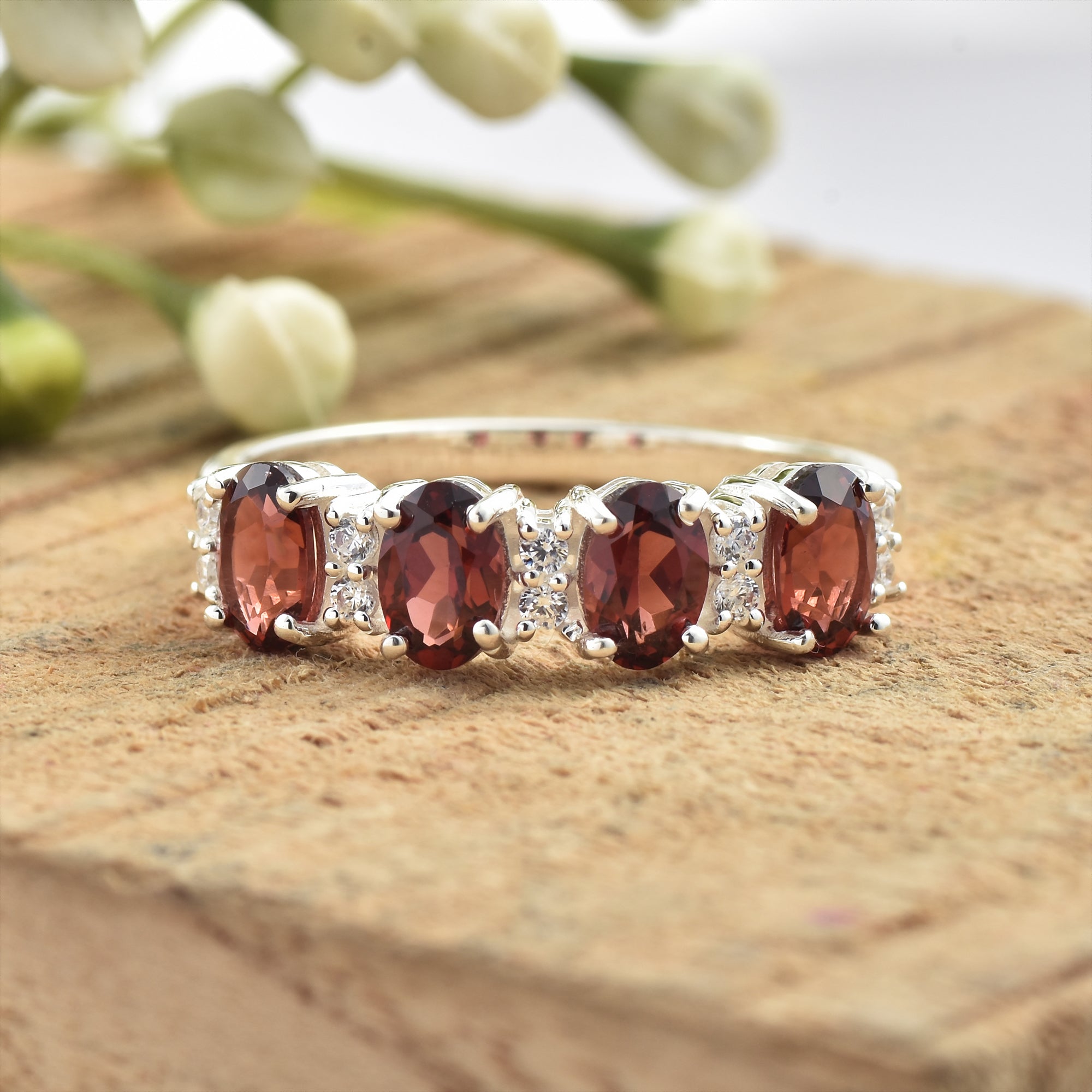 Smoky Quartz Eternity Band Ring– Sterling Silver