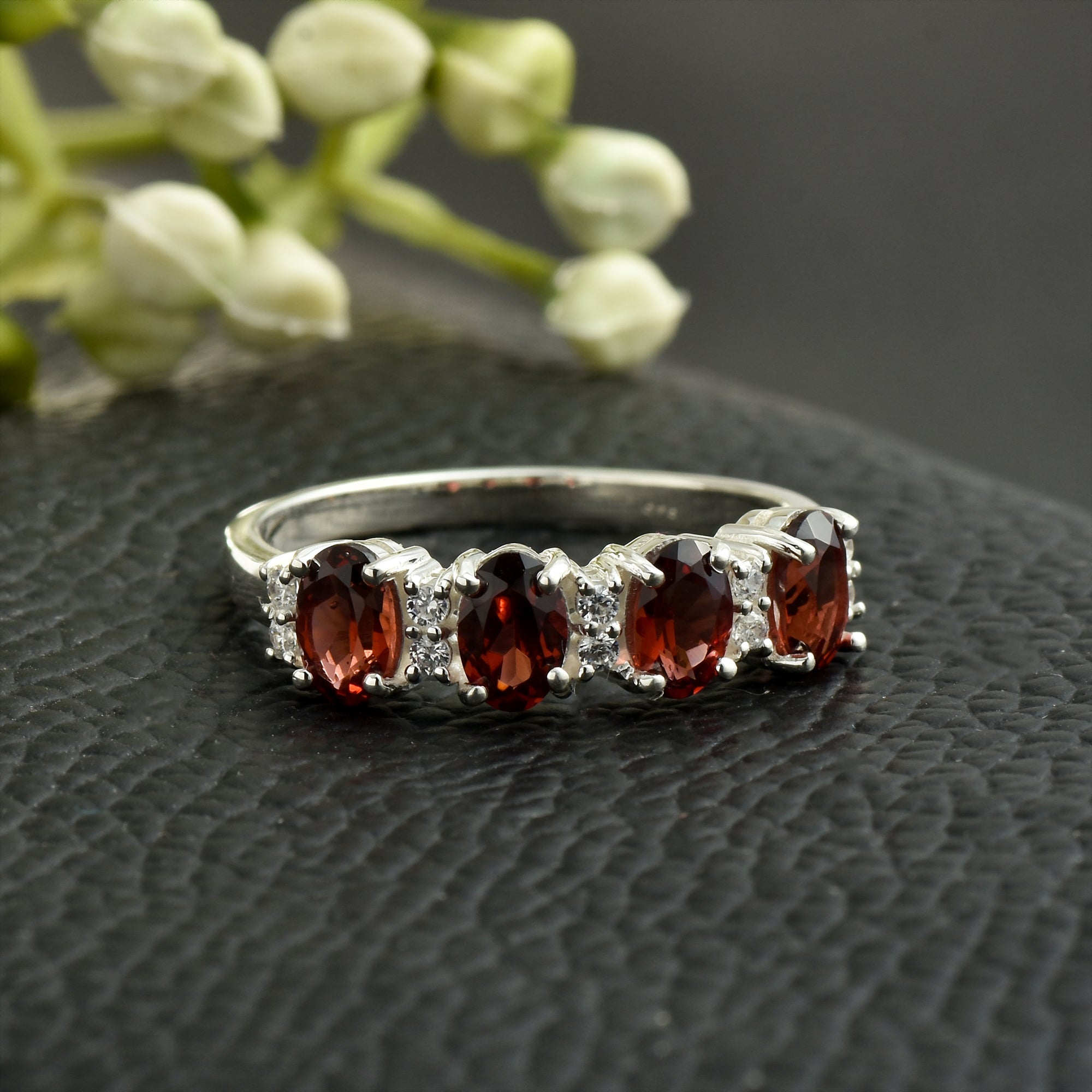 Smoky Quartz Eternity Band Ring– Sterling Silver