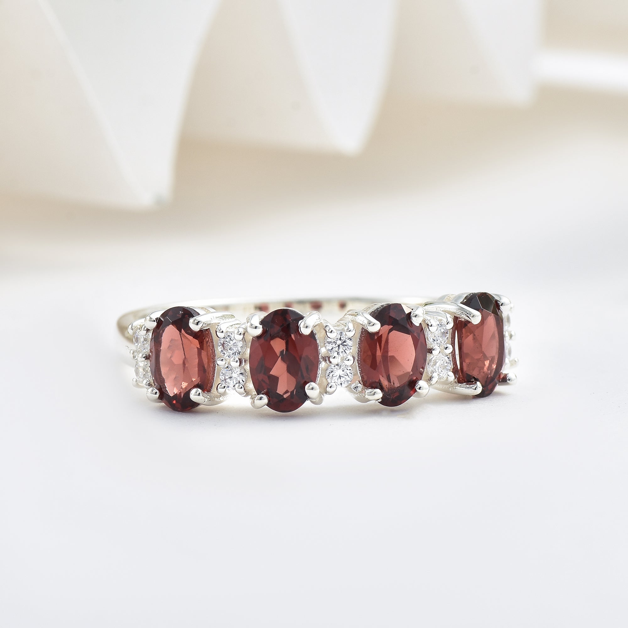 Smoky Quartz Eternity Band Ring– Sterling Silver