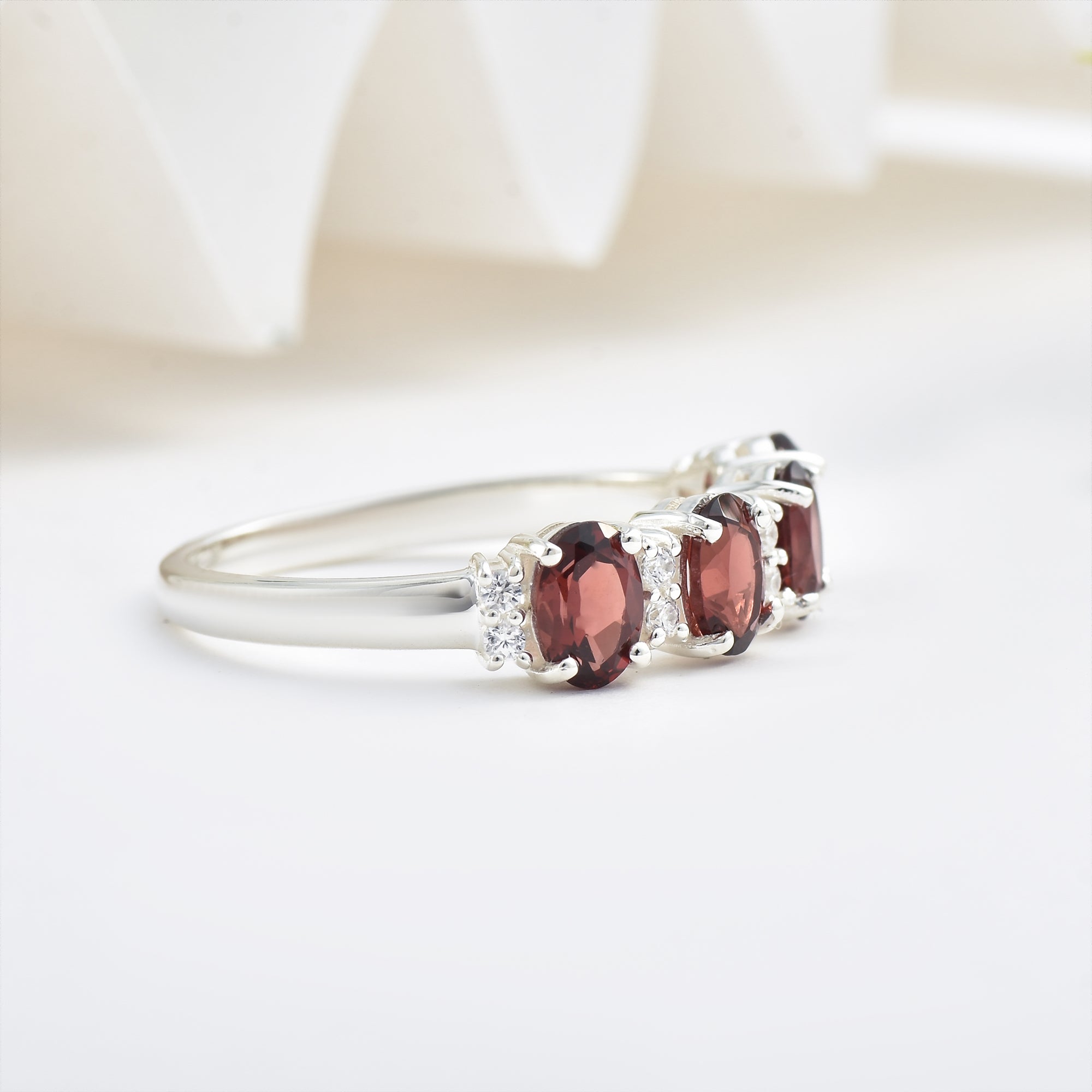 Smoky Quartz Eternity Band Ring– Sterling Silver