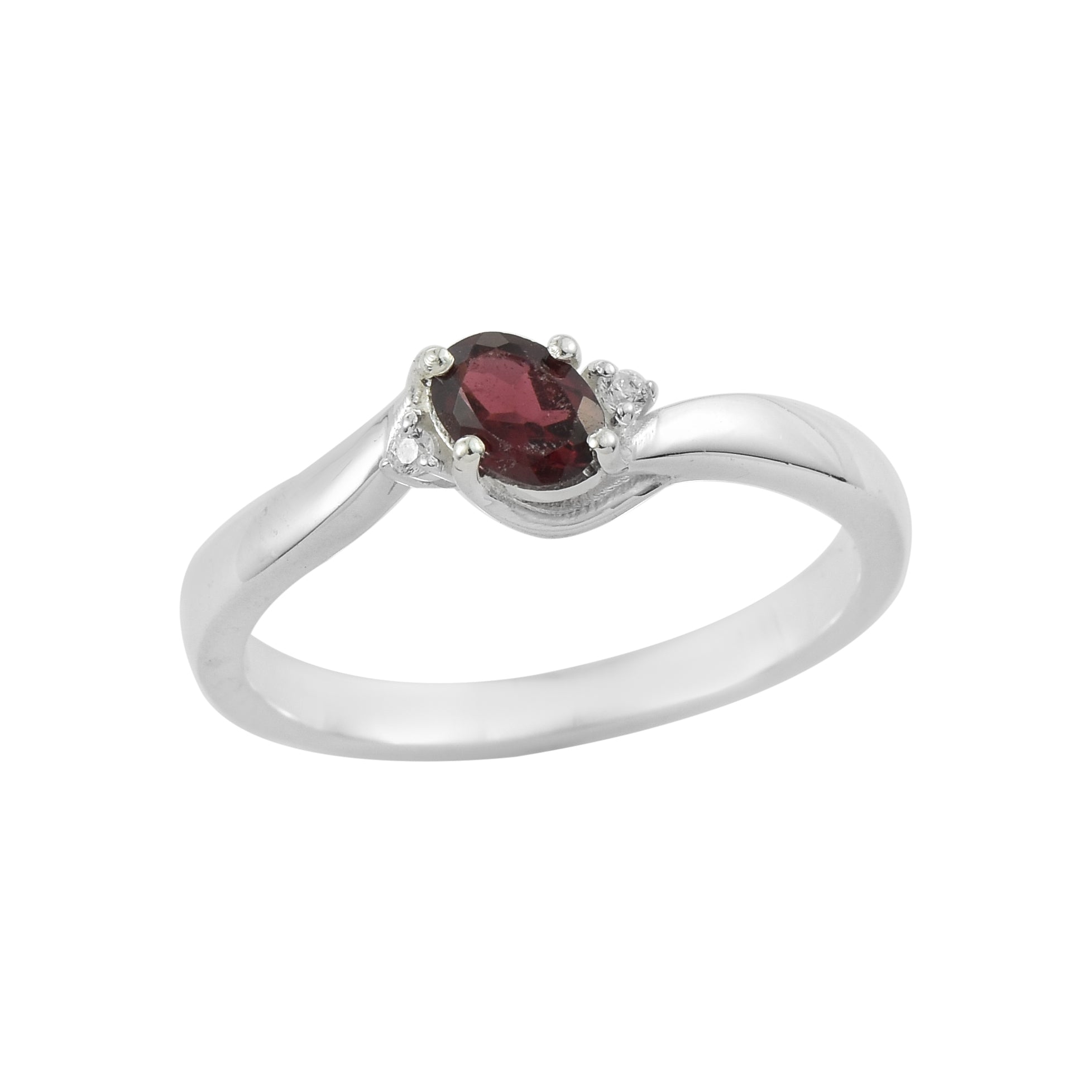 Rhodolite Garnet Solitaire Ring – Sterling Silver