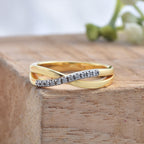 1.20mm Round White Topaz Infinity Twist Ring - 925 Sterling Silver Yellow Plated