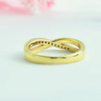 1.20mm Round White Topaz Infinity Twist Ring - 925 Sterling Silver Yellow Plated