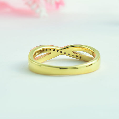 1.20mm Round White Topaz Infinity Twist Ring - 925 Sterling Silver Yellow Plated