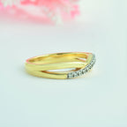 1.20mm Round White Topaz Infinity Twist Ring - 925 Sterling Silver Yellow Plated