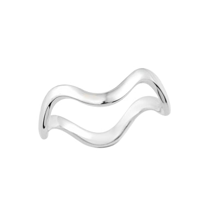 Minimalist Wave Band Ring – 925 Sterling Silver