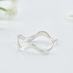 Minimalist Wave Band Ring - 925 Sterling Silver